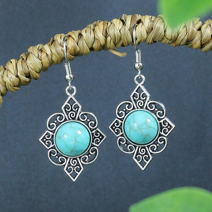 Turquoise Bohemian Tassel Geometric Alloy Vintage Earrings