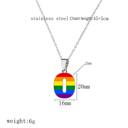 Women's Color Rainbow Letter Printing Titanium Steel Stainless Pendants