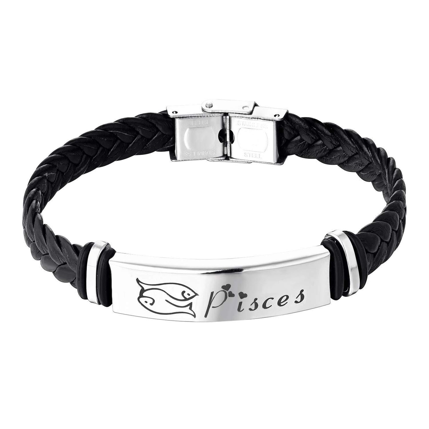 Twist Leather Rope Woven Stainless Steel Snap Joint Bracelets