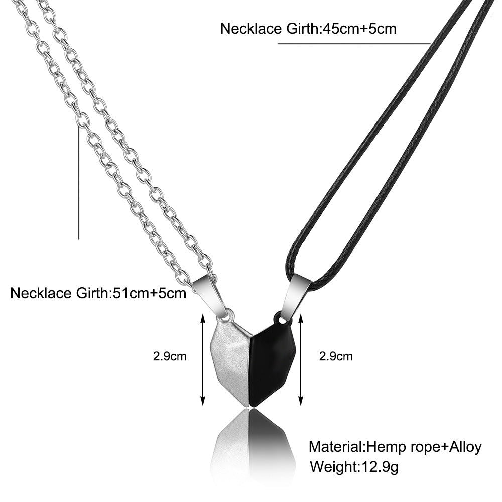 Suction Love Creative Black White Stone Necklaces