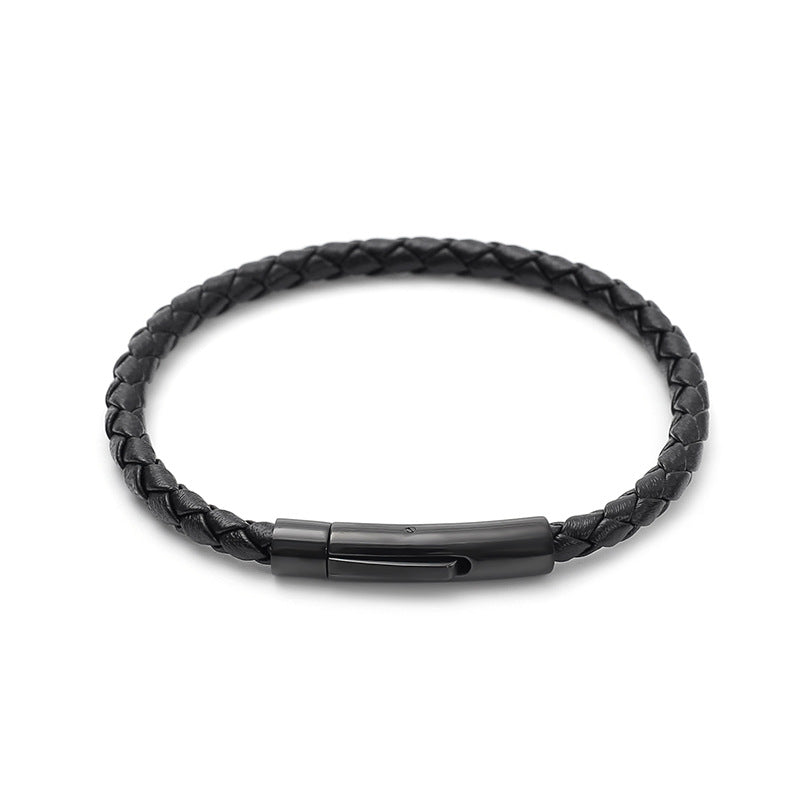 Women's & Men's Steel Snap Button Leather Cord Wearable Bracelets