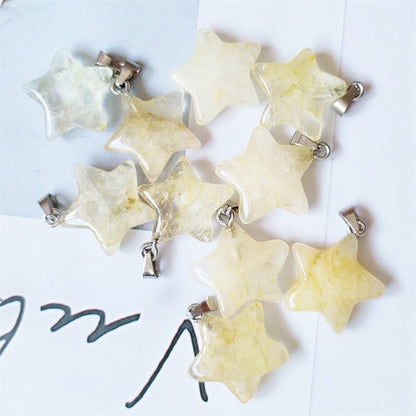 Natural Crystal Pentagram Star Moon Ornament Pendants