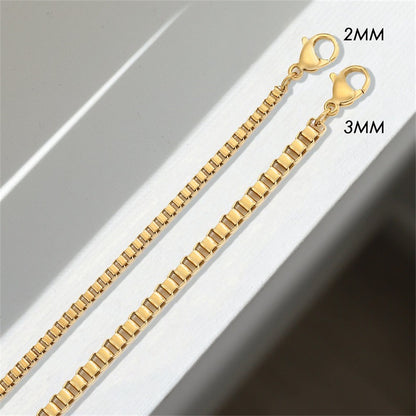 Women's & Men's Gold-plated Stainless Steel Box Chain Clavicle Trendy Necklaces