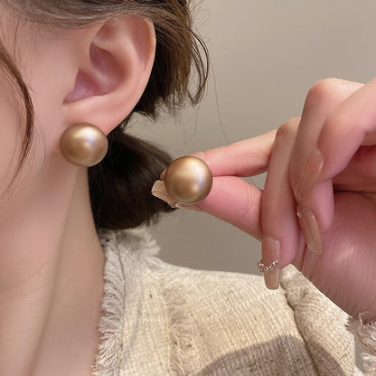 Women's Bread Beads Frosted Texture Pearl Temperamental Earrings