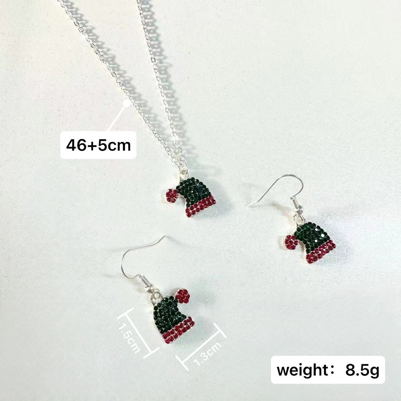 Cute Refreshing Diamond Deer Christmas Hat Necklaces