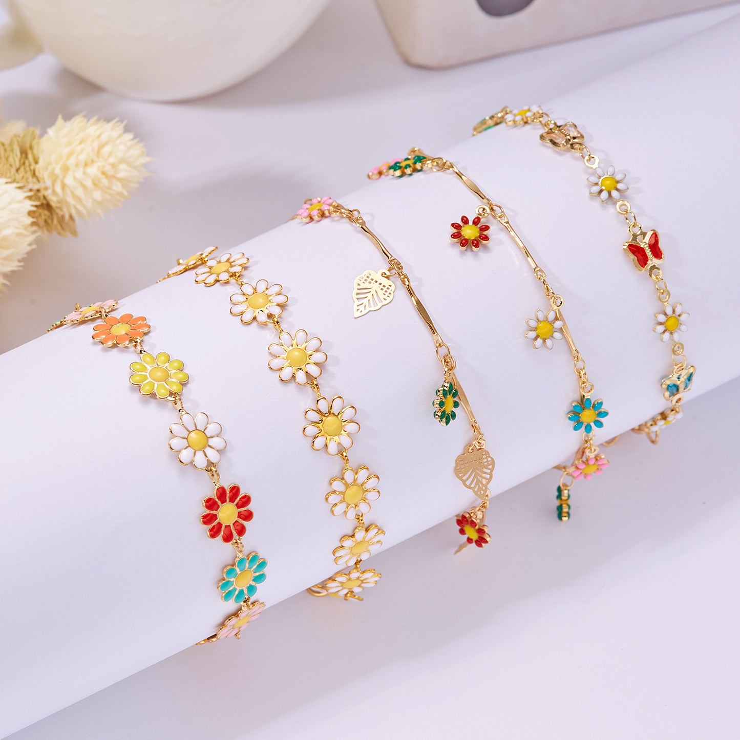 Simple Rhinestone Butterfly Daisy Female Niche Temperament Versatile Bracelets