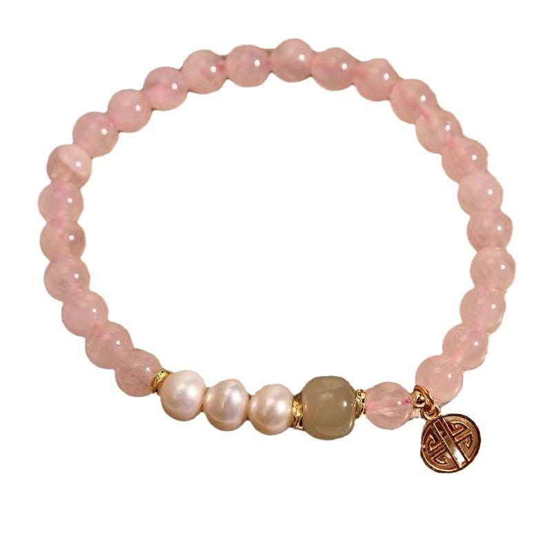 Live Broadcast Pink Crystal Design Blessing Card Bracelets