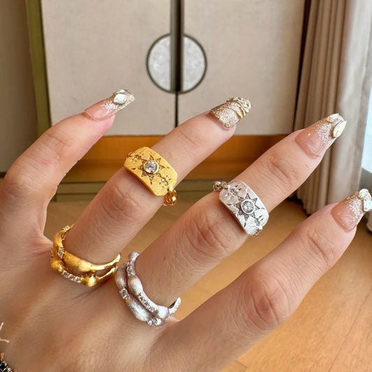 Women's Can Shield Handmade Brushed French Retro Apollo Rings