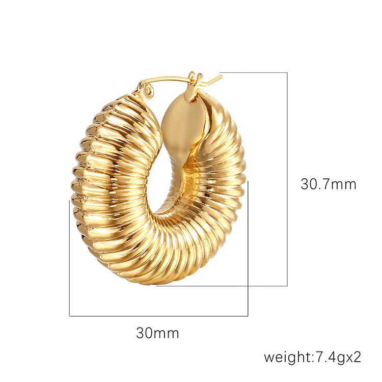 Women's Golden Thread Stainless Steel Hollow Trend Earrings