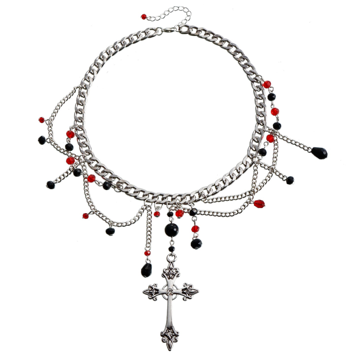 Women's Ornament Design Bright Pearl Tassel Cross Necklaces