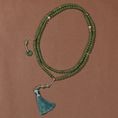 Long Cinnabar Beaded Chinese Style Chain Necklaces