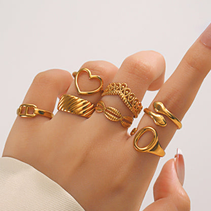 Women's Heart-shaped Open Vintage Popular Geometric Adjustable Rings