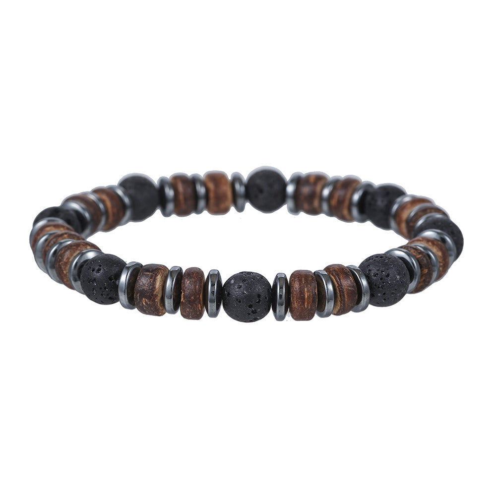 Women's & Men's Natural Haematite Volcanic Rock Elastic Simple Bracelets