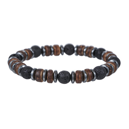 Women's & Men's Natural Haematite Volcanic Rock Elastic Simple Bracelets