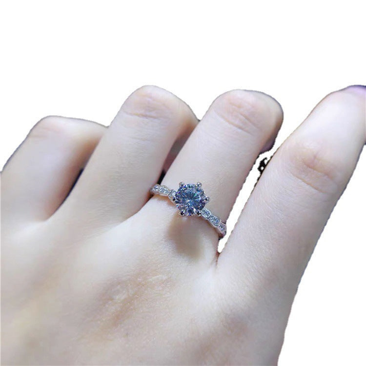 Imported Color Moissanite Eight Hearts Arrows High Carbon Rings