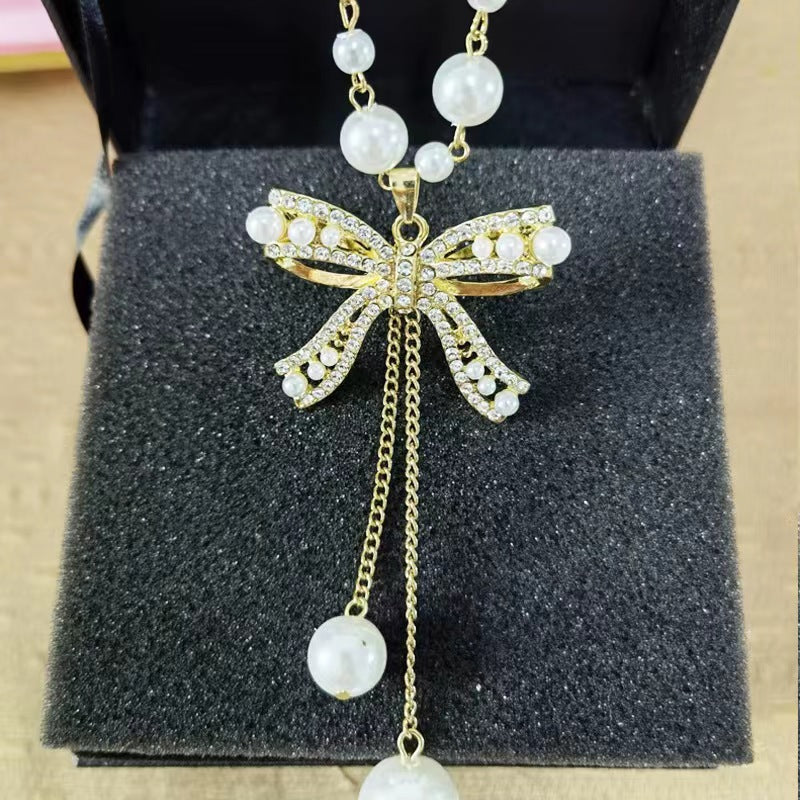 Series Set Handmade Pearl Tassel Long Necklaces