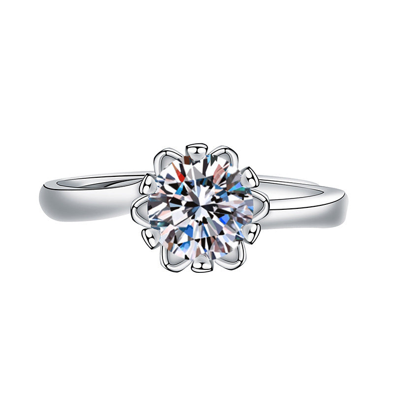 Elegant Imitation Moissanite Open Adjustable Live Broadcast Rings