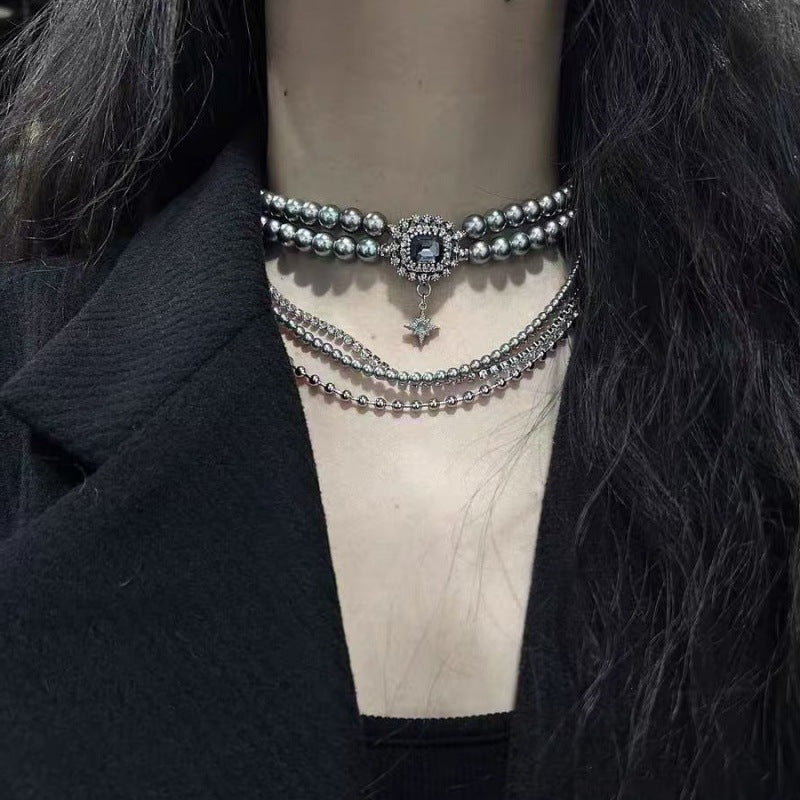 Rhinestone Water Drop Tassel Multilayer Collarbone Affordable Luxury Necklaces