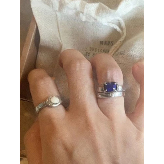 Style Simple Design Classic Sapphire Texture Set Vintage Rings