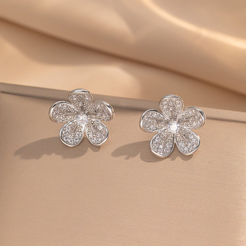 Fashionable Clover Zircon Flower Love Bear Ear Earrings