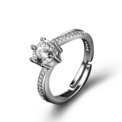 Elegant Imitation Moissanite Open Adjustable Live Broadcast Rings