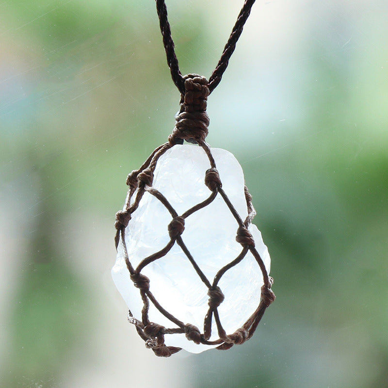 Stone Net Pocket Crystal Agate Rule Pendants