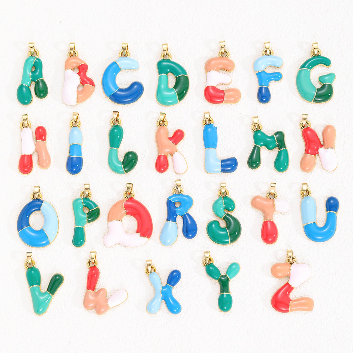 Colorful Oil Dopamine Bubble Letter English Pendants