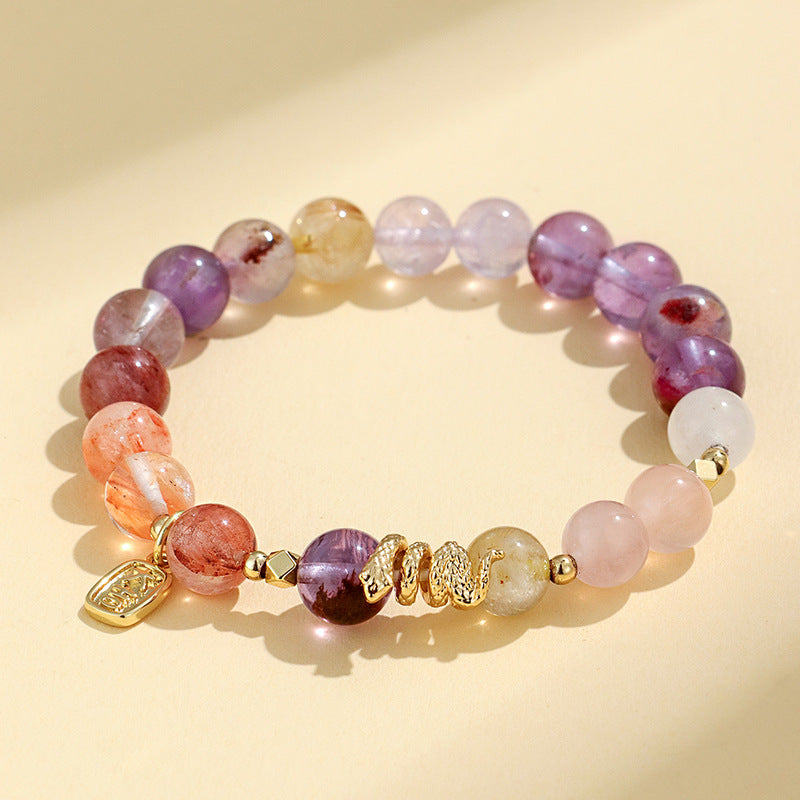 Lucky Luck Amethyst Pink Crystal Beaded Bracelets