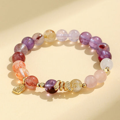 Lucky Luck Amethyst Pink Crystal Beaded Bracelets