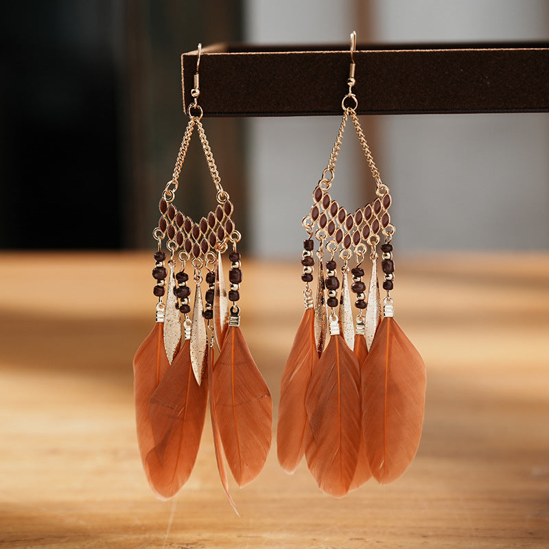 Type Personalized Long Feather Your Daisy Earrings