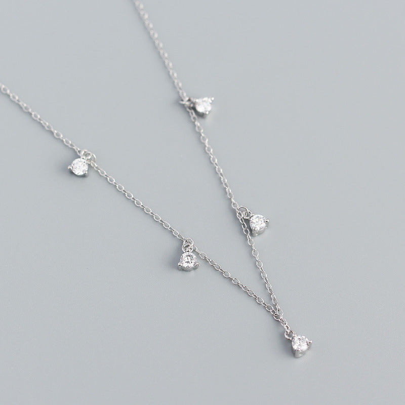 Women's Sterling Sier Minimalist Diamond Inlaid Clavicle Necklaces