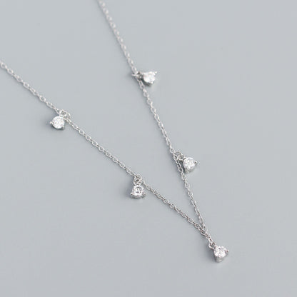 Women's Sterling Sier Minimalist Diamond Inlaid Clavicle Necklaces