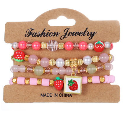 Environmentally Friendly Gentle Pink Letter Square Bracelets