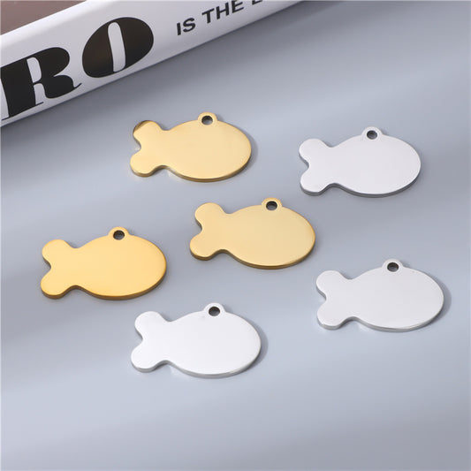 Steel Blank Fish Tag Cat Pet Pendants