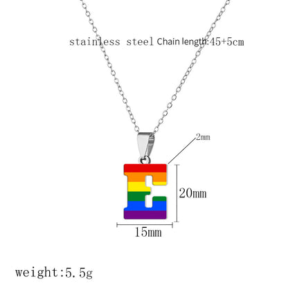 Women's Color Rainbow Letter Printing Titanium Steel Stainless Pendants