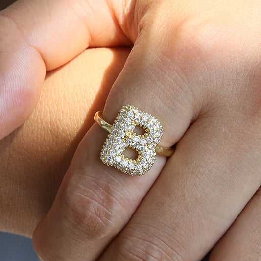 Women's Xi Balloon Bubble Cute Chubby English Rings