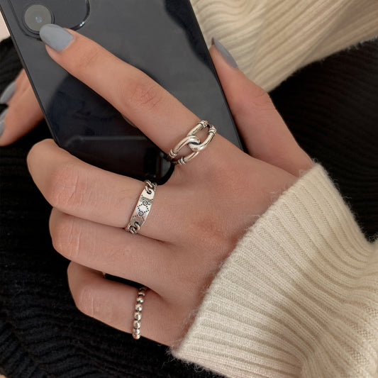 Design Female Simple Cold Style Chain Rings