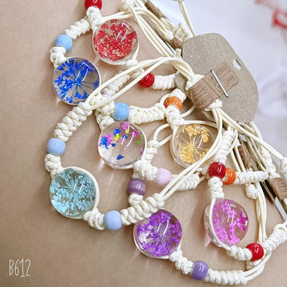 Dried Flower Crystal Glass Ball Hand-woven Tourist Bracelets