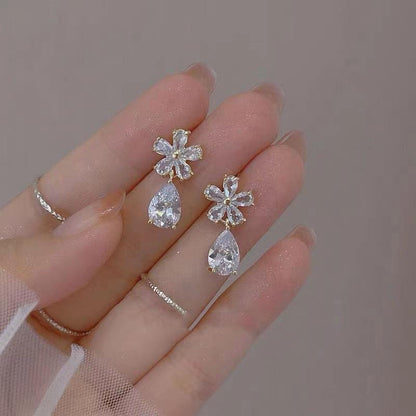 Flower Female Temperament Special Interest Light Luxury Earrings