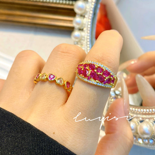 Women's Chinese Bubble Red Corundum Light Luxury Rings