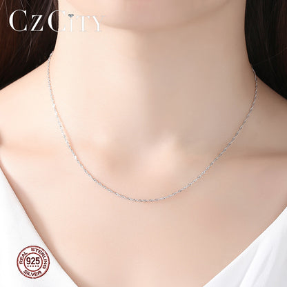 Sier Water Wave Chain Electroplated Rh Platinum Real Necklaces