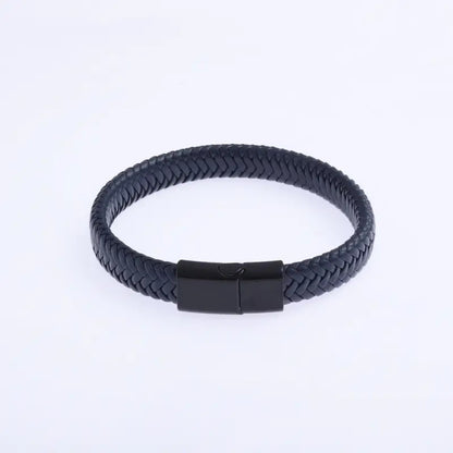 Men's Vintage Weave Leather Rope Magnetic Buckle Bracelets