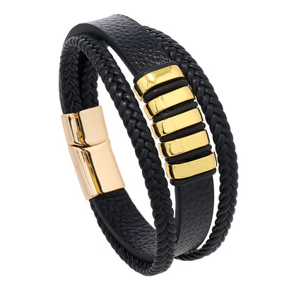 Men's Ornament Woven Leather Simple Fashion Magnetic Bracelets