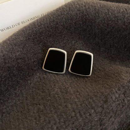 Needle Black Crystal Geometric Ear Minority Fashion Temperament Entry Earrings