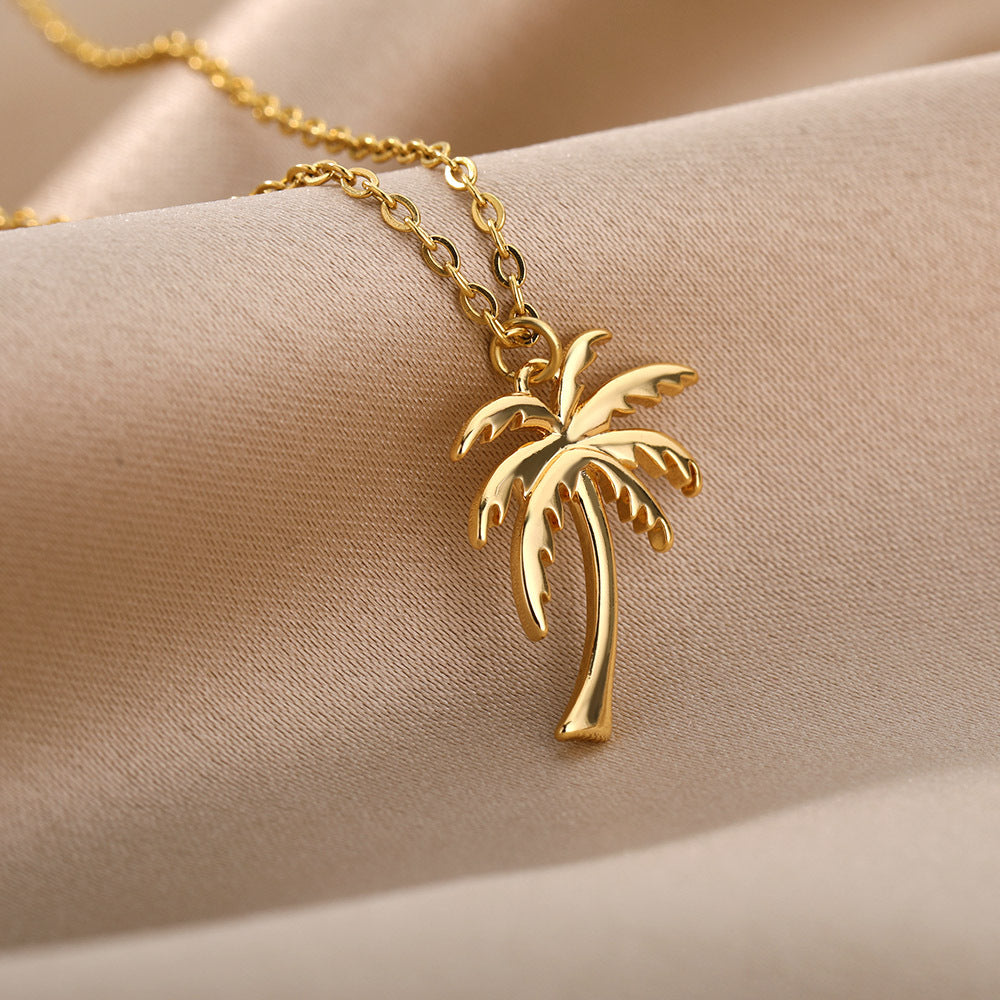 Cute Coconut Tree Simple Style Titanium Steel Necklaces