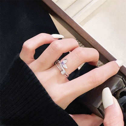 Light Luxury Fishtail Color Open-end Zircon Advanced Simple Design Rings