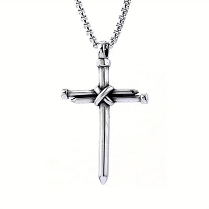 Men's Titanium Steel Cross Nail Personality Punk Necklaces