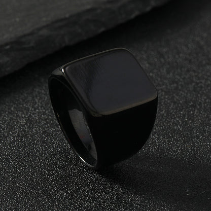 Men's Steel Simple Casting Bright Surface Square Rings