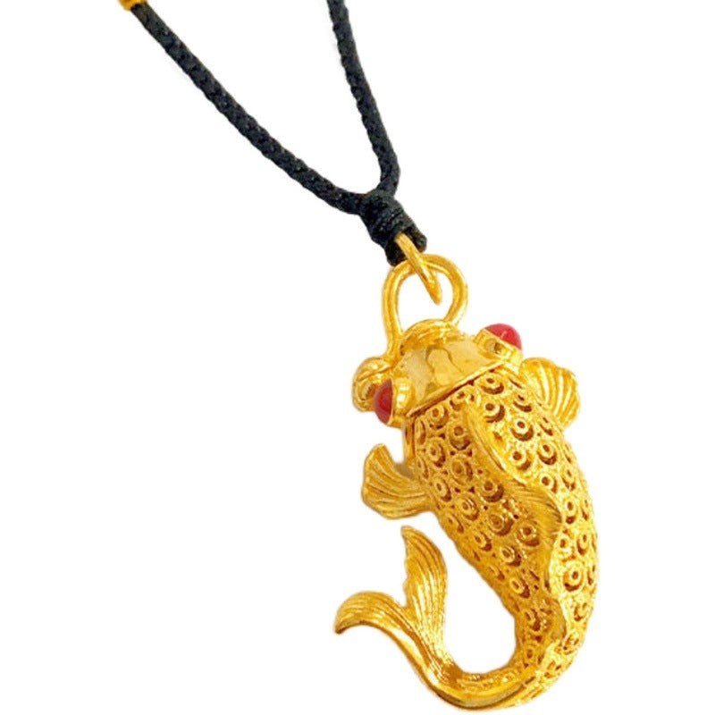 Hollow Rich Koi Filigree Goldfish Copper Pendants