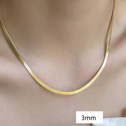 Women's Lock Bone Chain Flat Snake Bones Necklaces